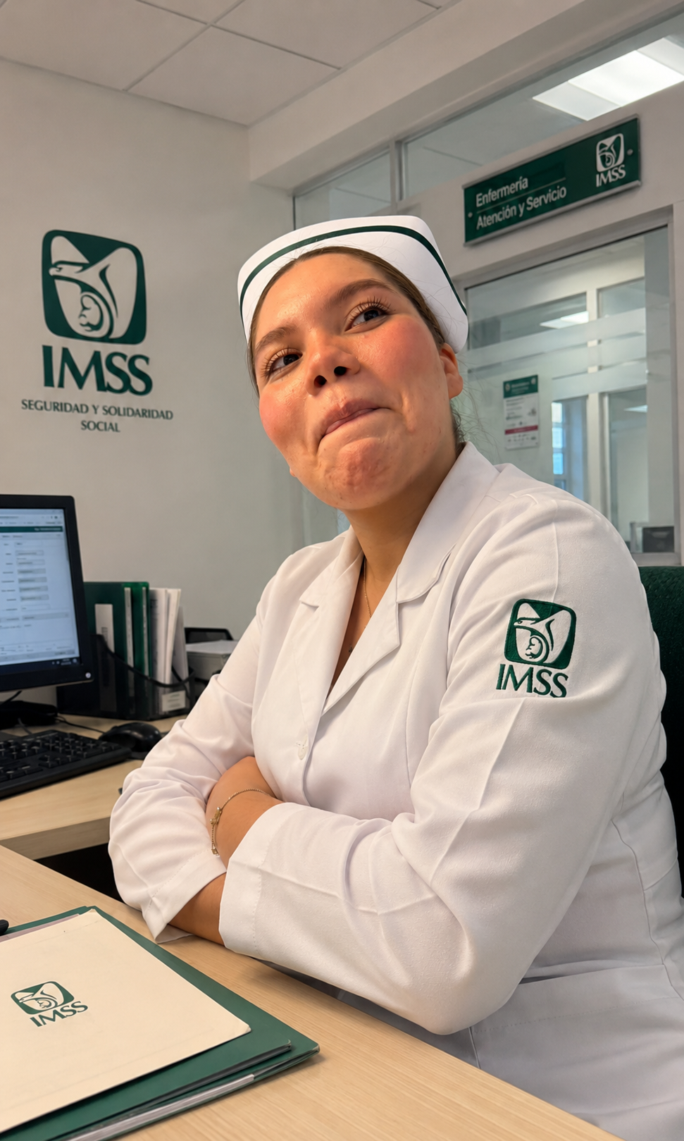 Jessy como enfermera del IMSS
